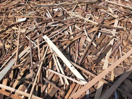 Construction wood waste used in composite decking