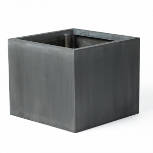 Bison Aluminum Planter Cube Oxidized Zinc Patina