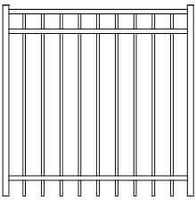 Fortress ATHENS Flat Top/Extended Bottom 3 Rail Aluminum Gates-Gloss Black