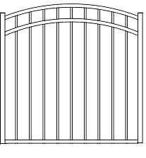 Fortress ATHENS 3-Rail FT/FB 54" High Arched Gates-Gloss Black