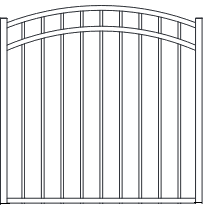 Fortress ATHENS 3-Rail FT/FB 54" High Arched Gates-Gloss Black