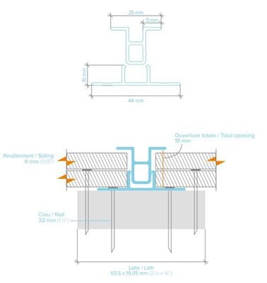 LightTrim 2-piece Vertical Trim for 3/4" Lap