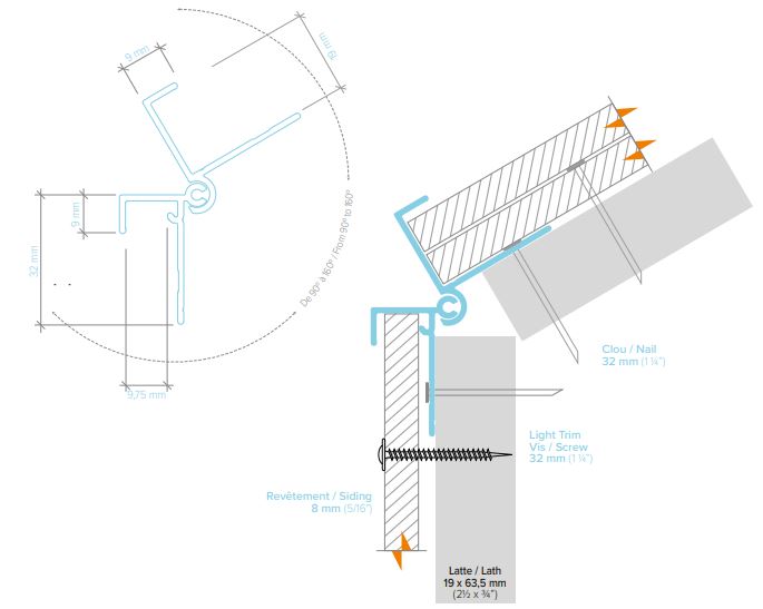 LightTrim Adjustable Exterior Corner Trim for 5/16" Panel & 3/4" Lap