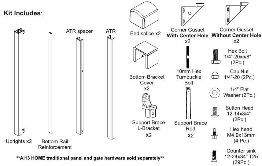 Fortress AL13 home gate kit content